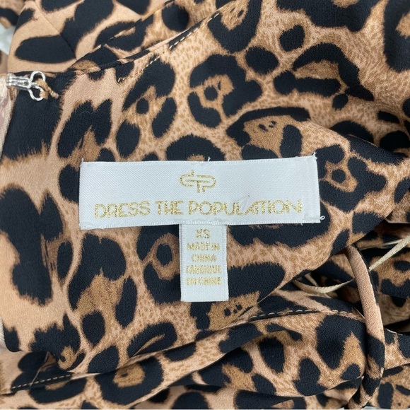 Dress The Population Dahlia Leopard Print Long Sleeve Shift Dress XS NWT - Picture 9 of 16